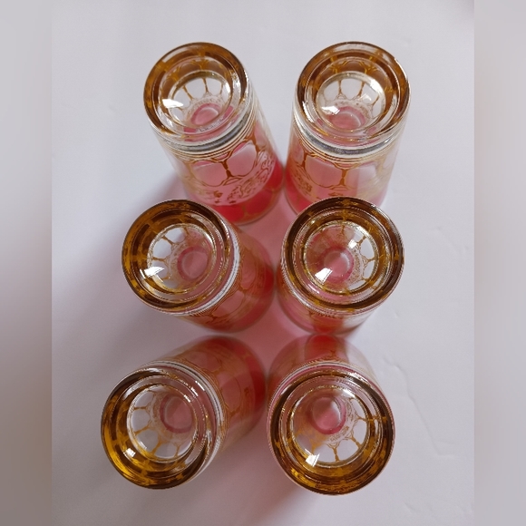 Moroccan Tea / Water / Juice Glasses Cranberry Red With Gold Vine Motif - Picture 7 of 10